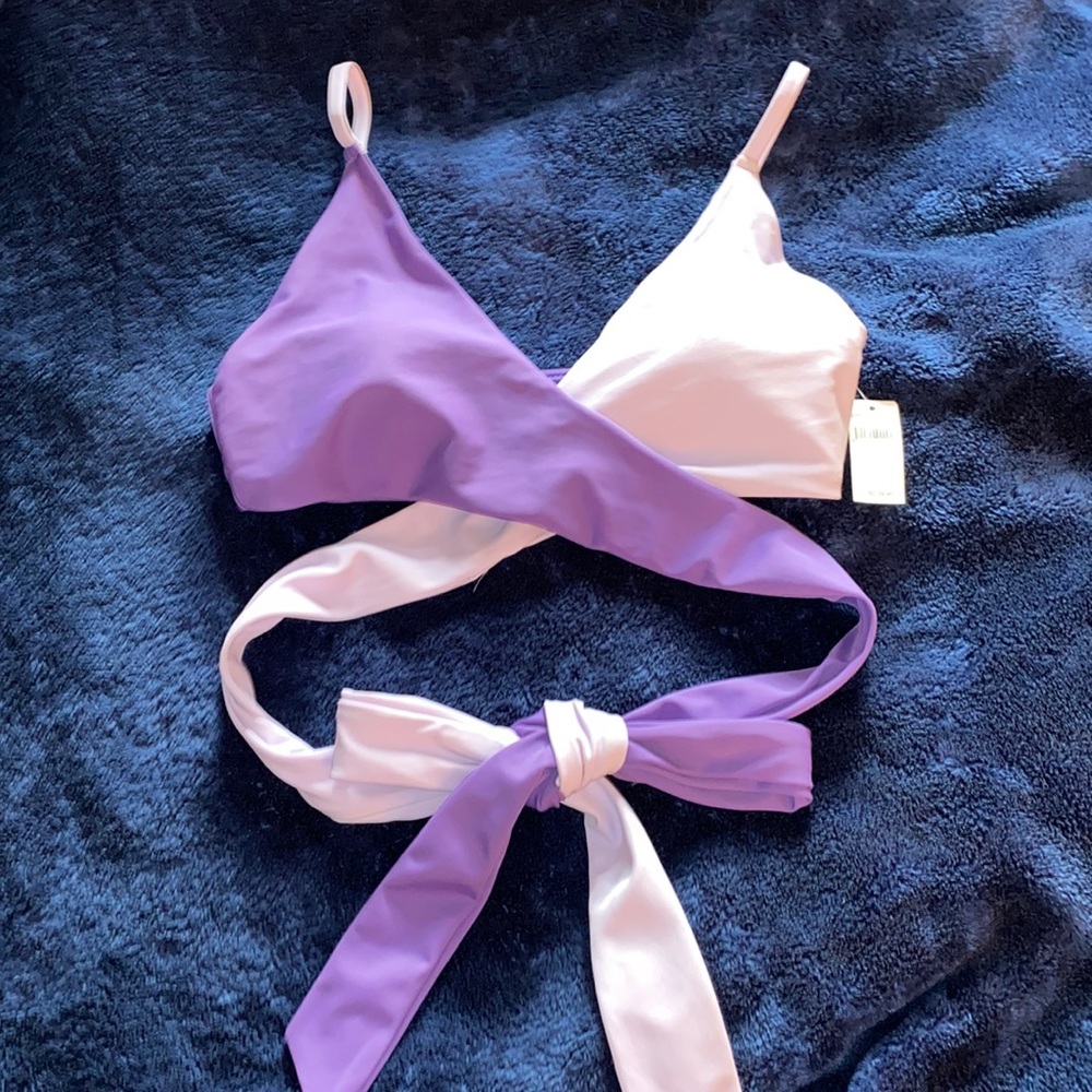 AERIE Color Block Triangle Bikini Top Size Medium